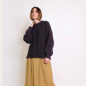 Micaela Greg Lapis Notched Hem Sweater, MEDIUM